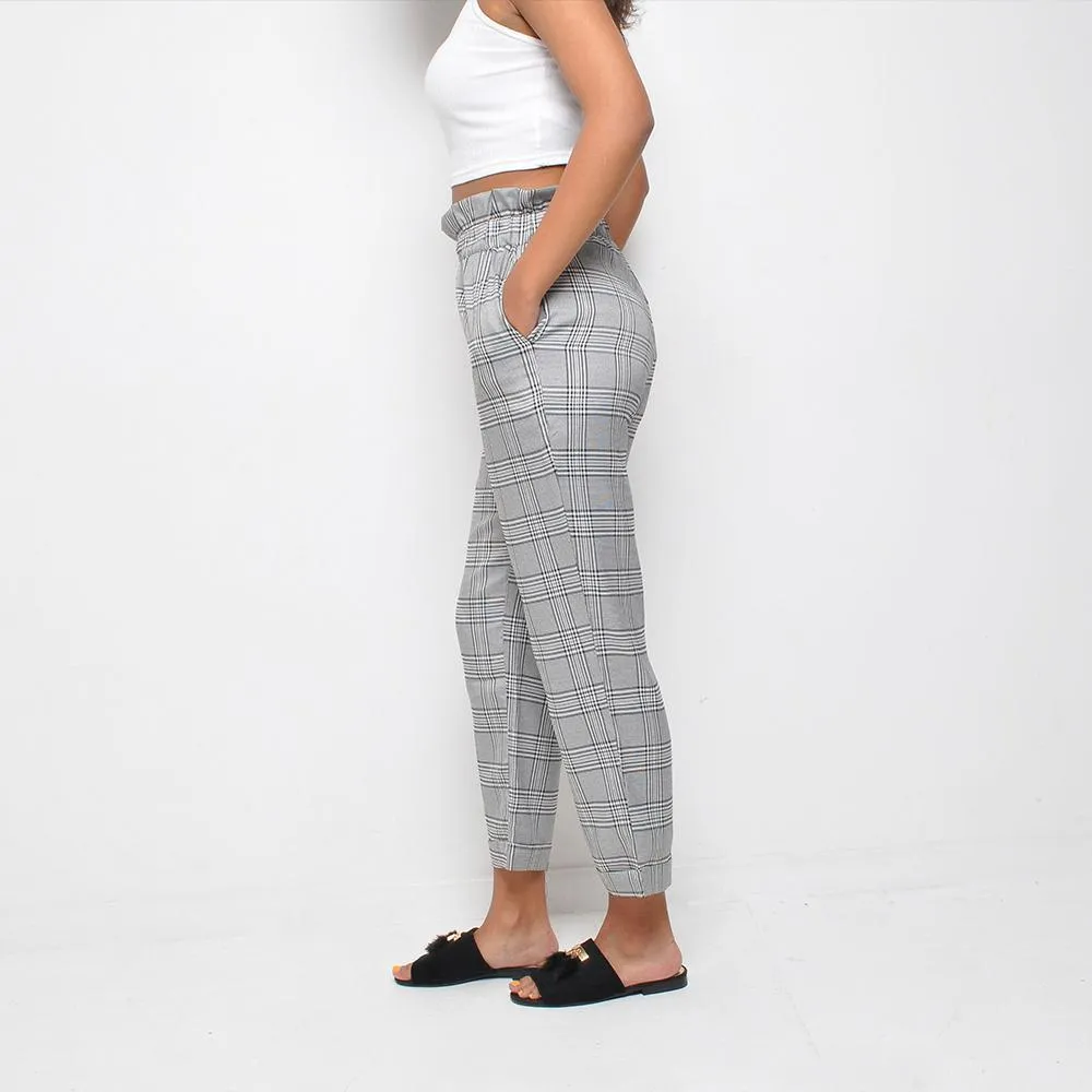 Lola May - Checked Trousers - Grey