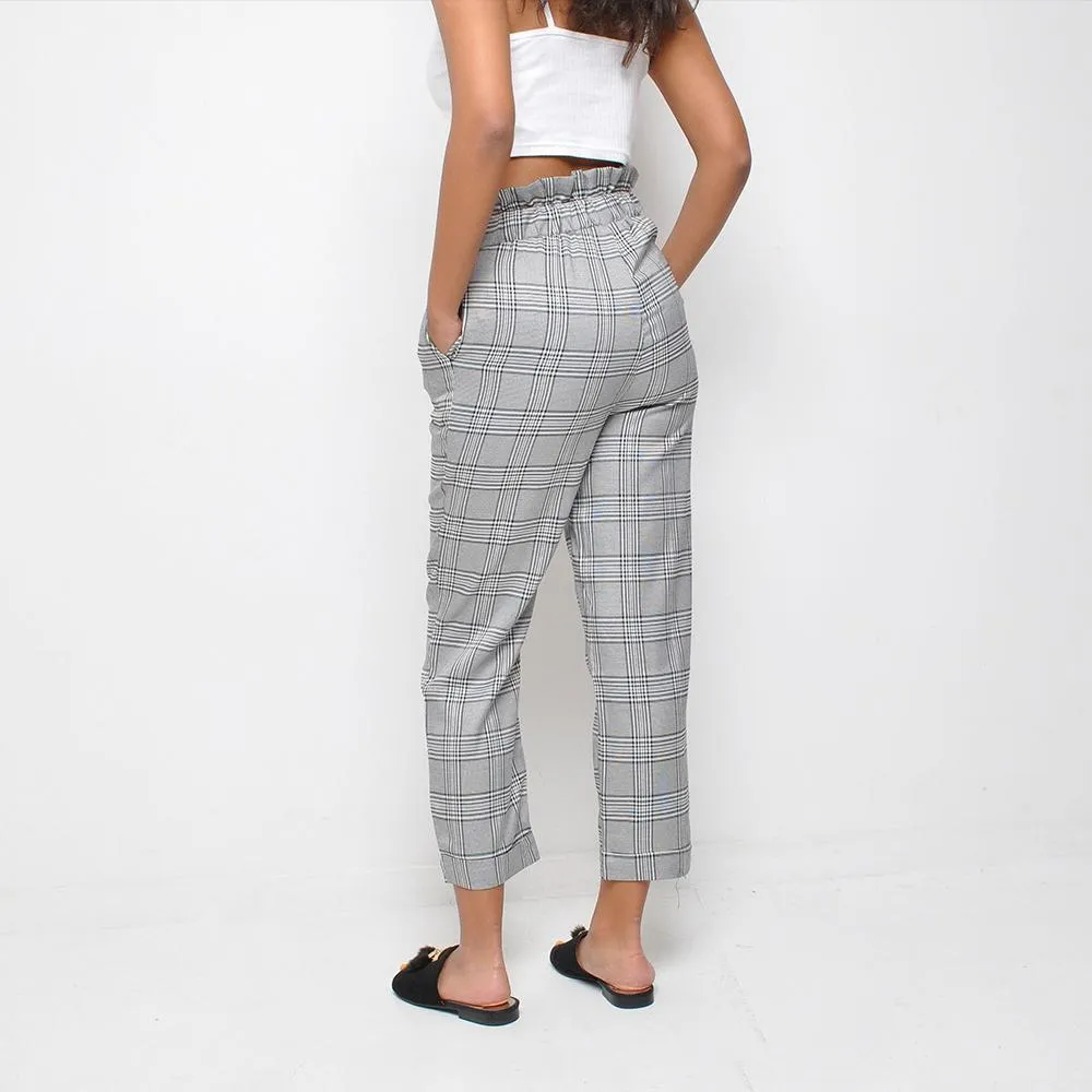 Lola May - Checked Trousers - Grey