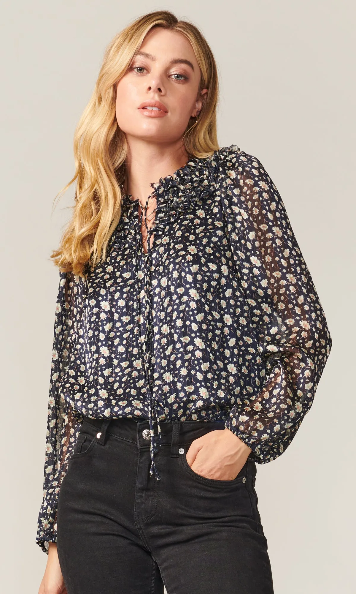 Maggie Floral Front Tie Blouse - FINAL SALE