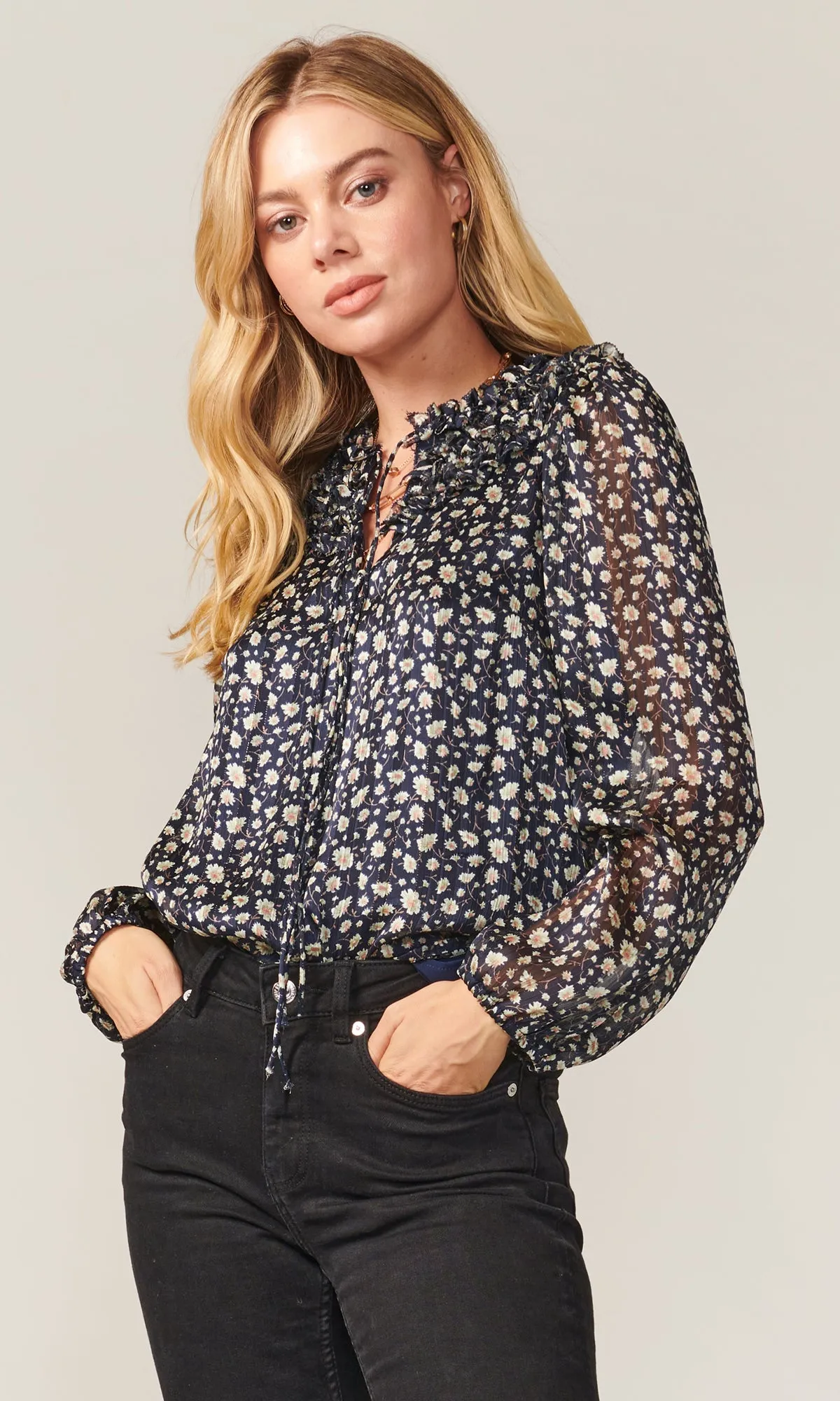 Maggie Floral Front Tie Blouse - FINAL SALE