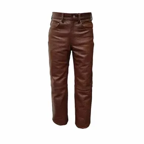 Men Crocodile Print 501 Style Brown Leather Jeans Pants Trouser Bikers Club-501