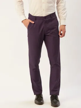 Men's Maroon Checked Formal Trousers ( FGP 270 Maroon ) - Jainish