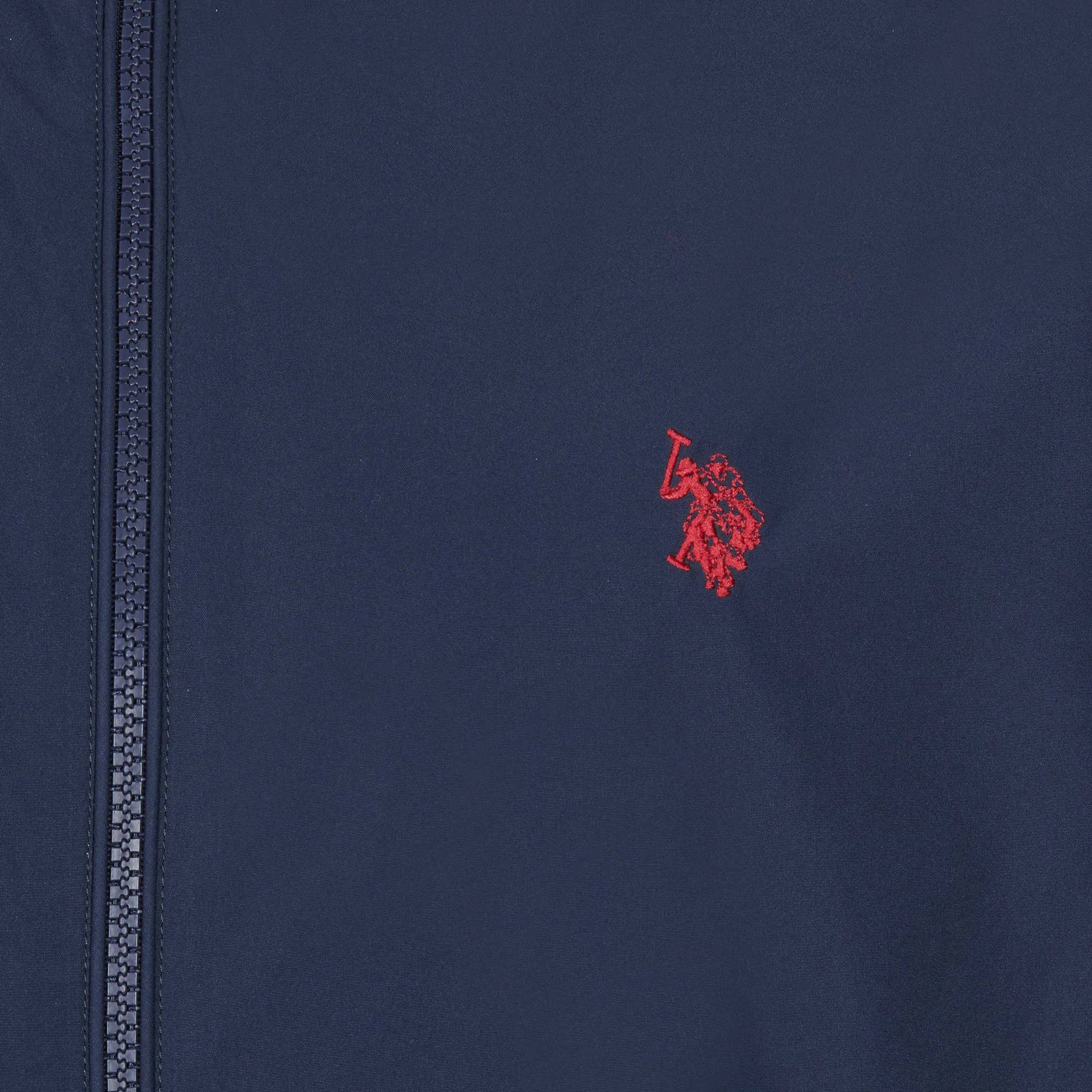 Mens Zip-Through Hooded Coat in Navy Blazer / Haute Red