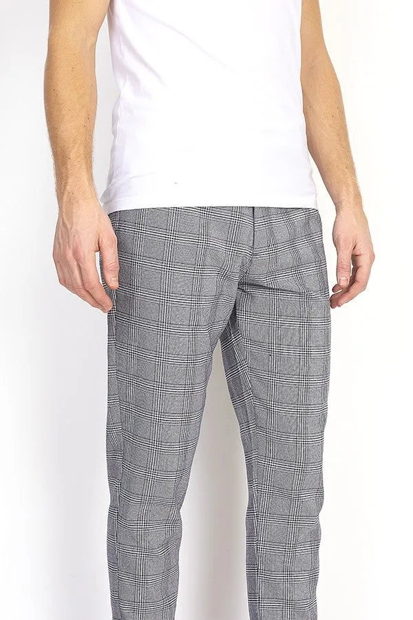 MONOCHROME CHECKED STRAIGHT LEG TROUSERS