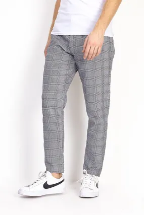 MONOCHROME CHECKED STRAIGHT LEG TROUSERS