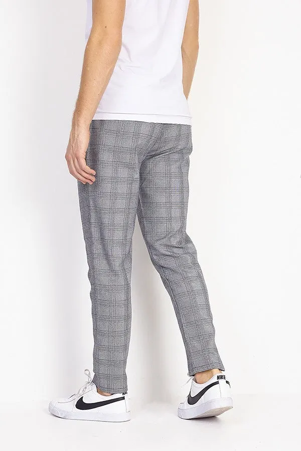 MONOCHROME CHECKED STRAIGHT LEG TROUSERS