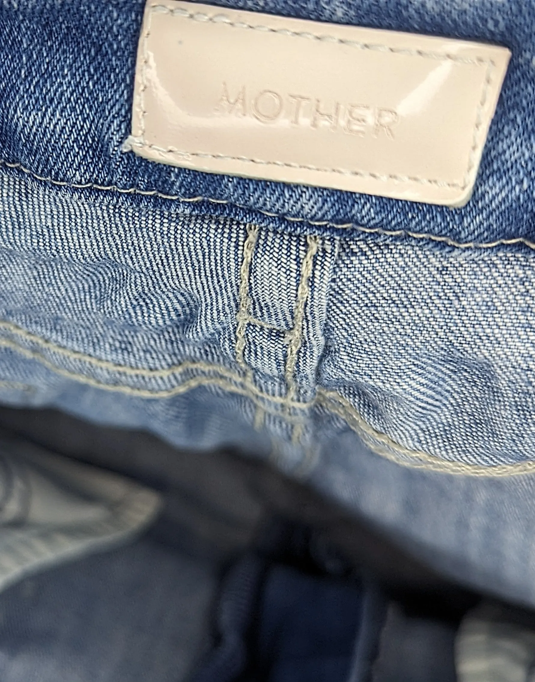 Mother Blue Ankle Fray Denim Jeans