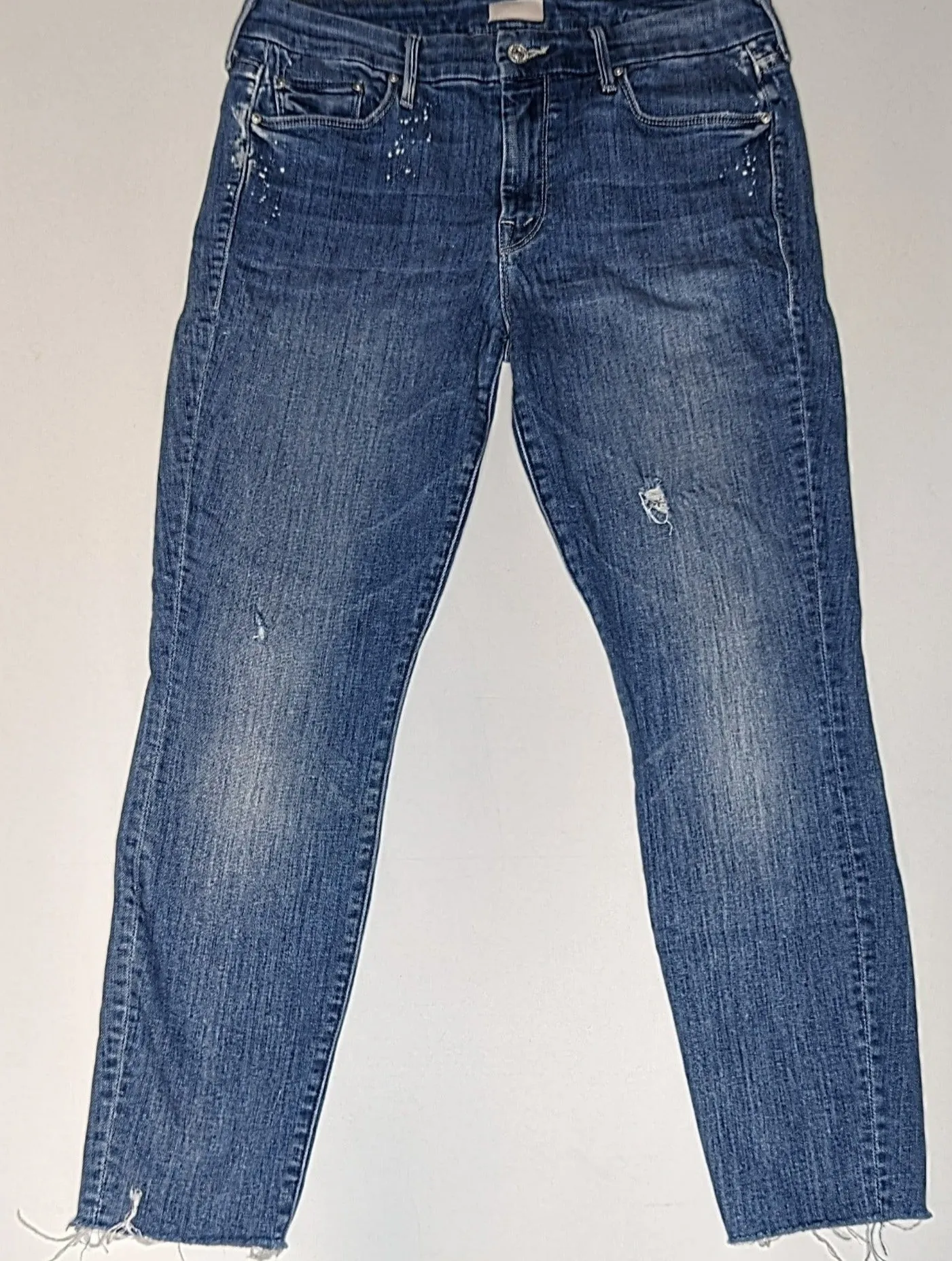 Mother Blue Ankle Fray Denim Jeans