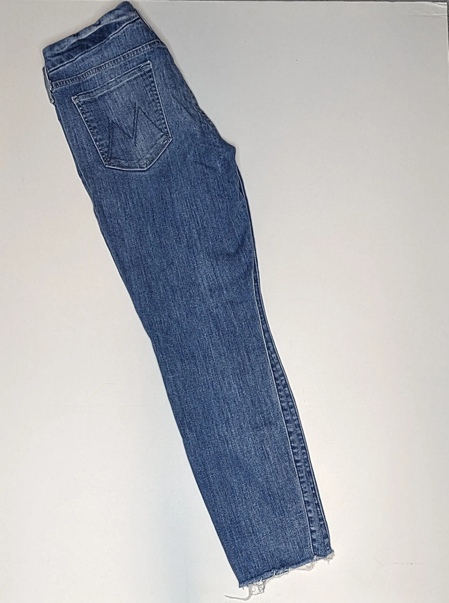 Mother Blue Ankle Fray Denim Jeans