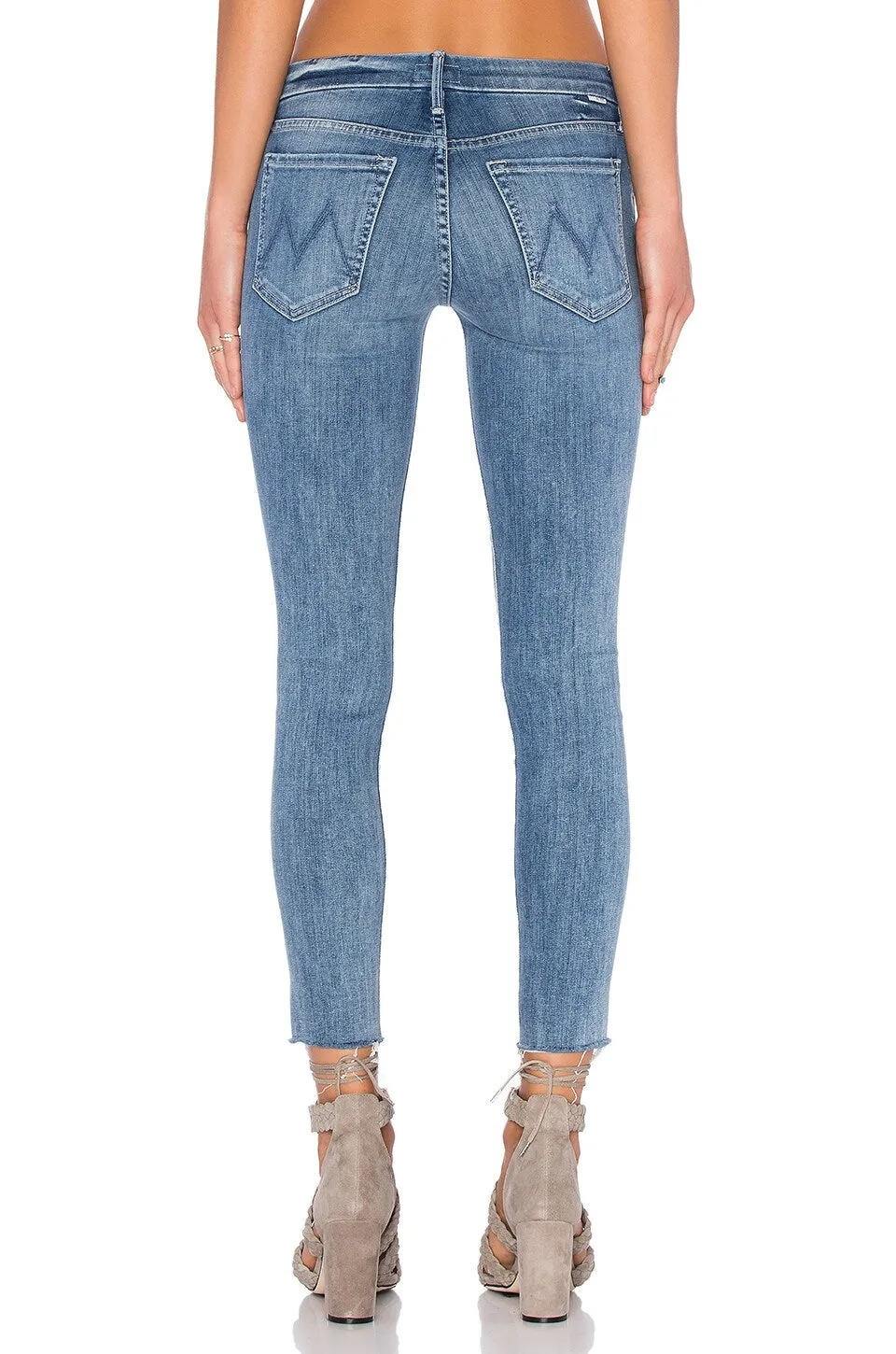 Mother Blue Ankle Fray Denim Jeans