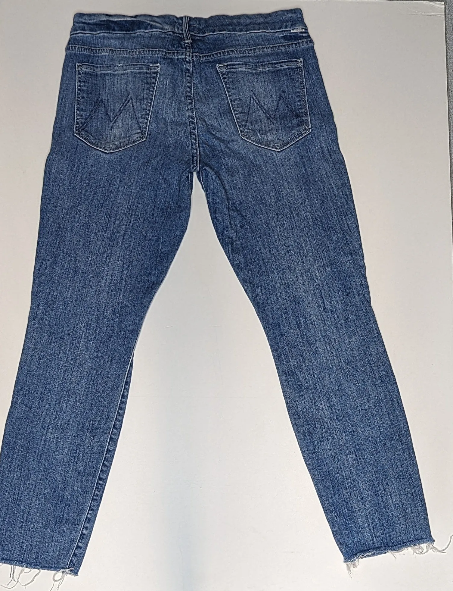 Mother Blue Ankle Fray Denim Jeans