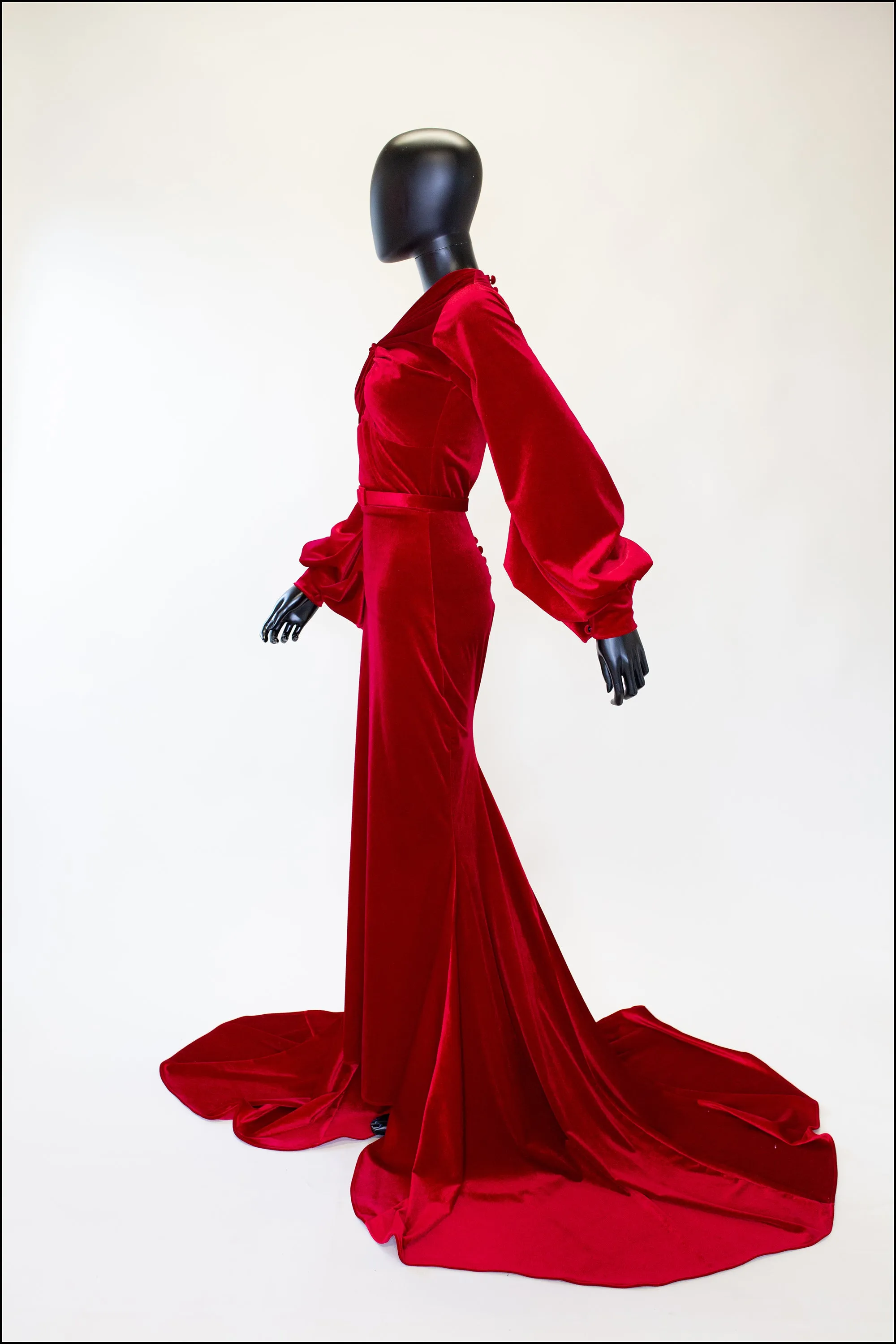 Myrna - Red Velvet Old Hollywood Gown