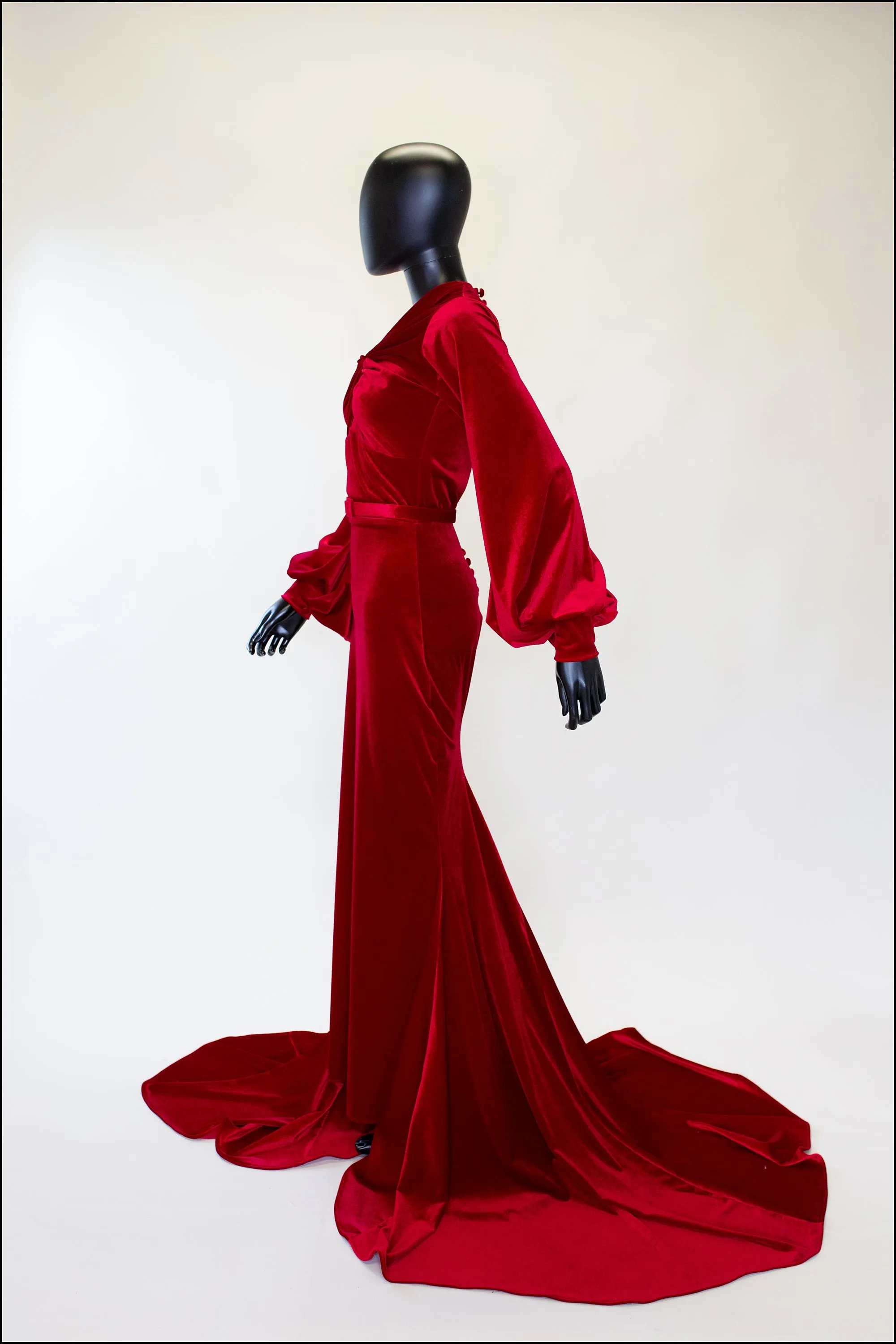 Myrna - Red Velvet Old Hollywood Gown