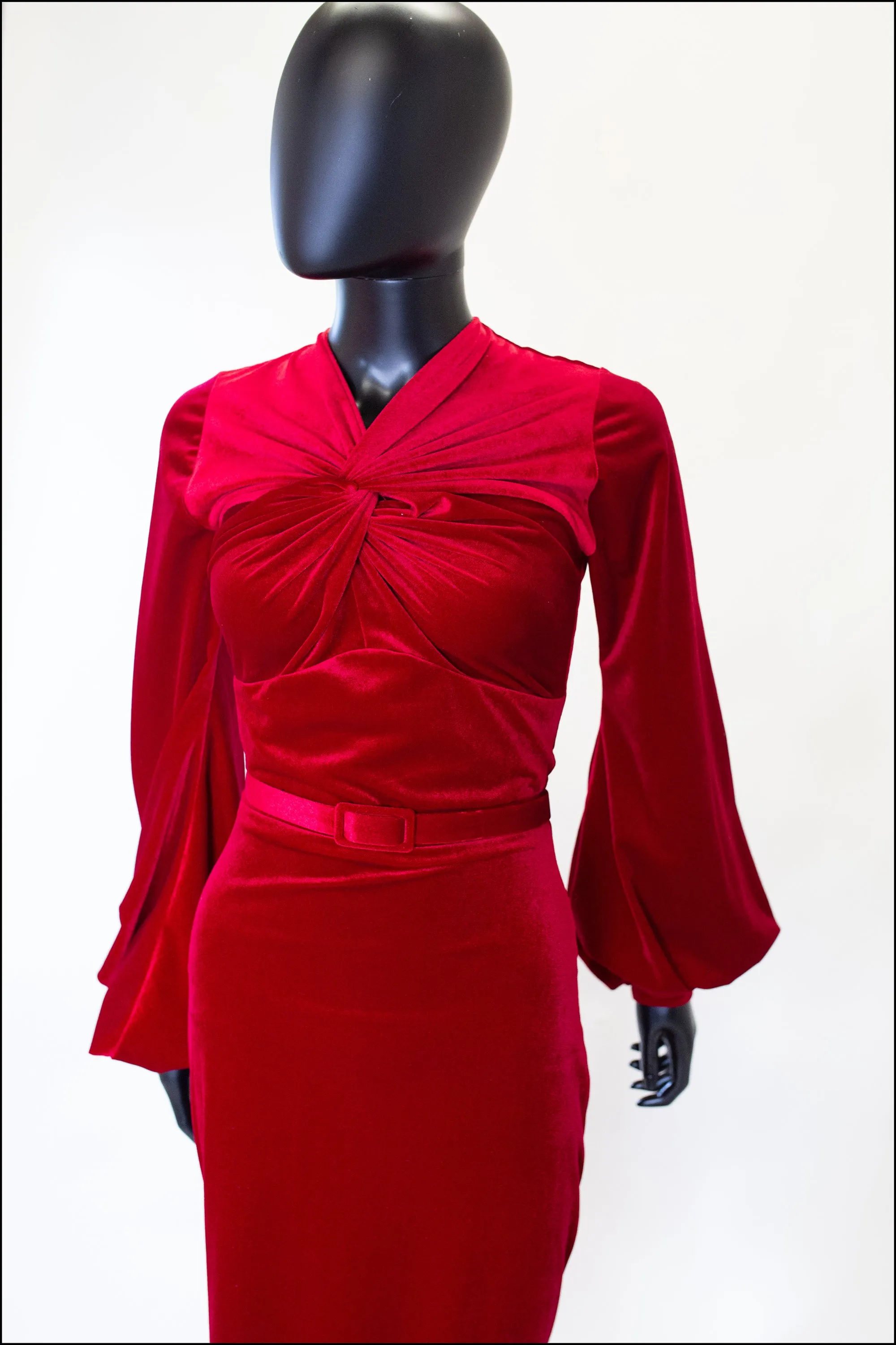 Myrna - Red Velvet Old Hollywood Gown