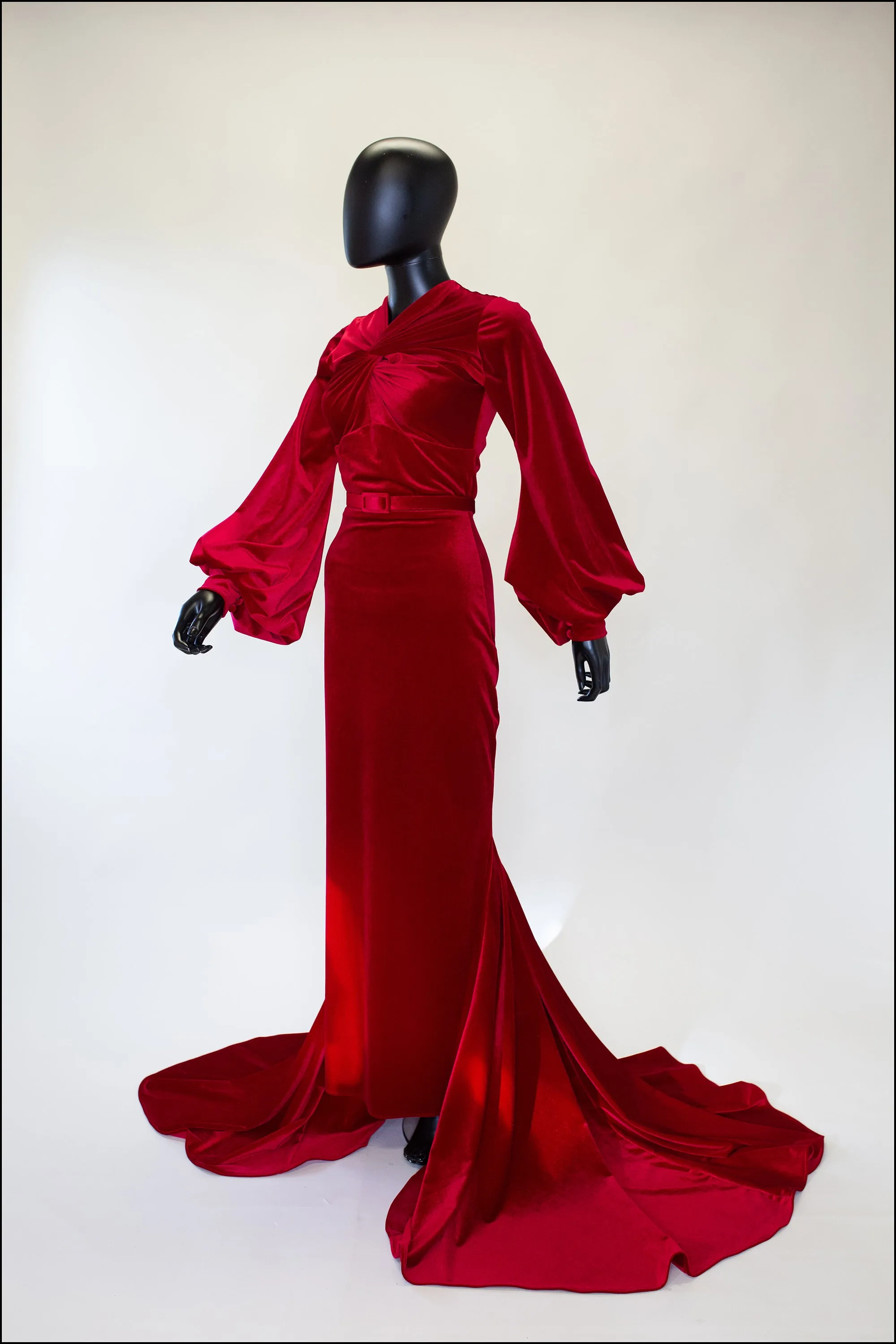 Myrna - Red Velvet Old Hollywood Gown