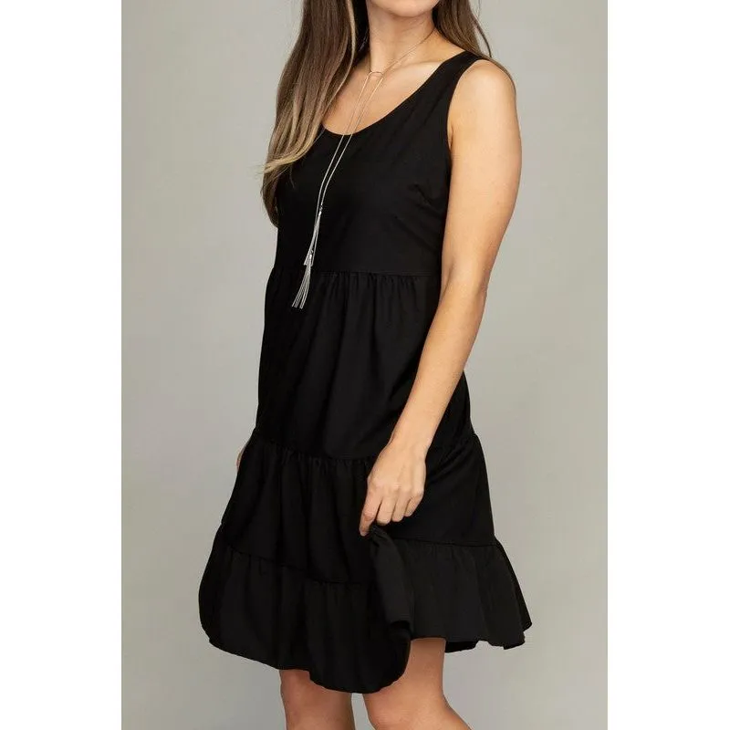 NUVI APPAREL Sleeveless Tiered Dress