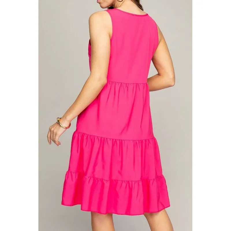 NUVI APPAREL Sleeveless Tiered Dress