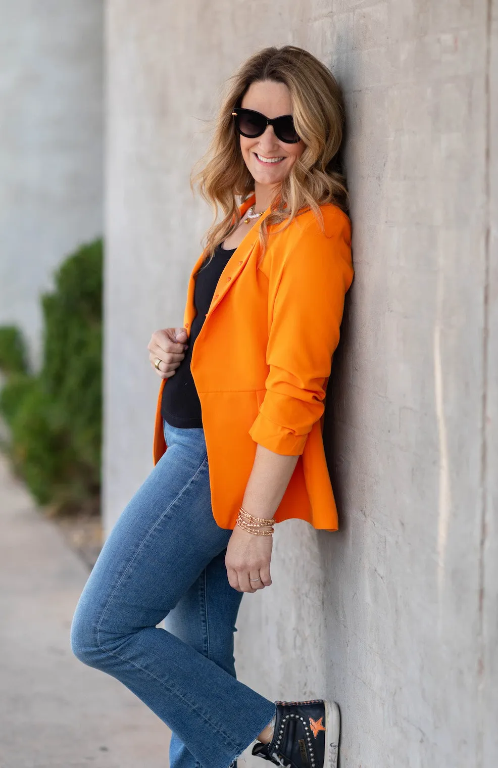 Orange Studded Blazer