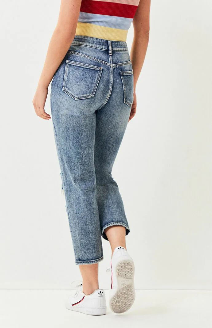 PacSun L.A. Women's Best Blue Distressed High-Rise Mom Jeans Size 22