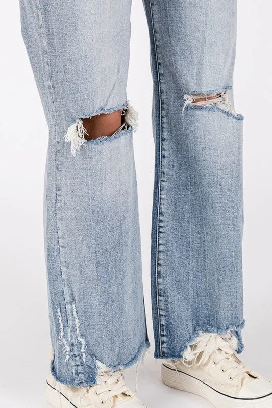 PET106 - DISTRESSED VINTAGE FLARE JEAN