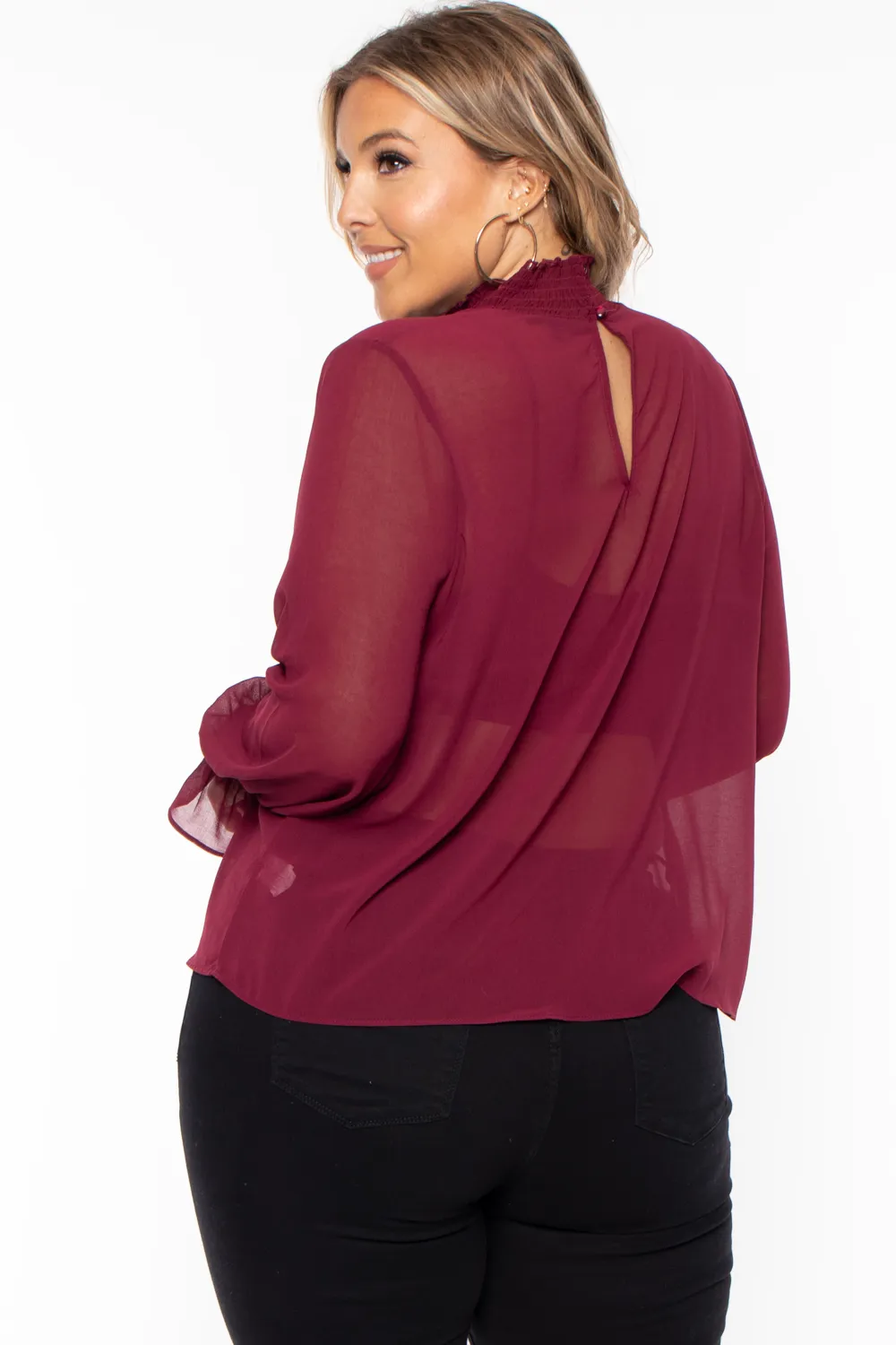 Plus Size Annalyn Flowy Top -Burgundy