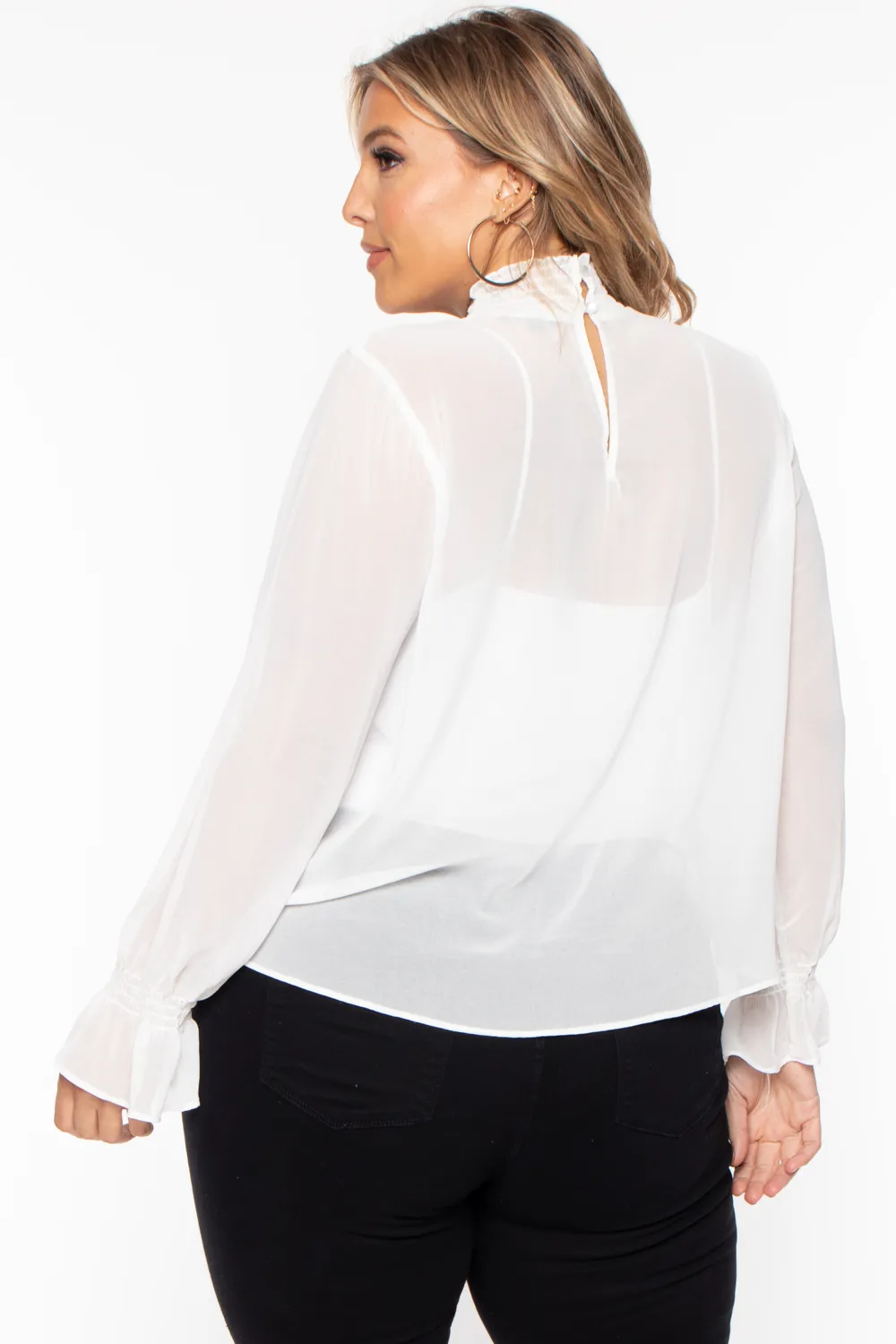 Plus Size Annalyn Flowy Top - White