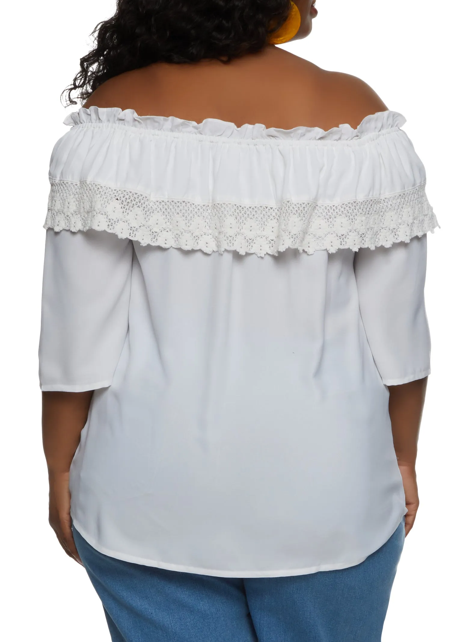 Plus Size Crochet Detail Off the Shoulder Top