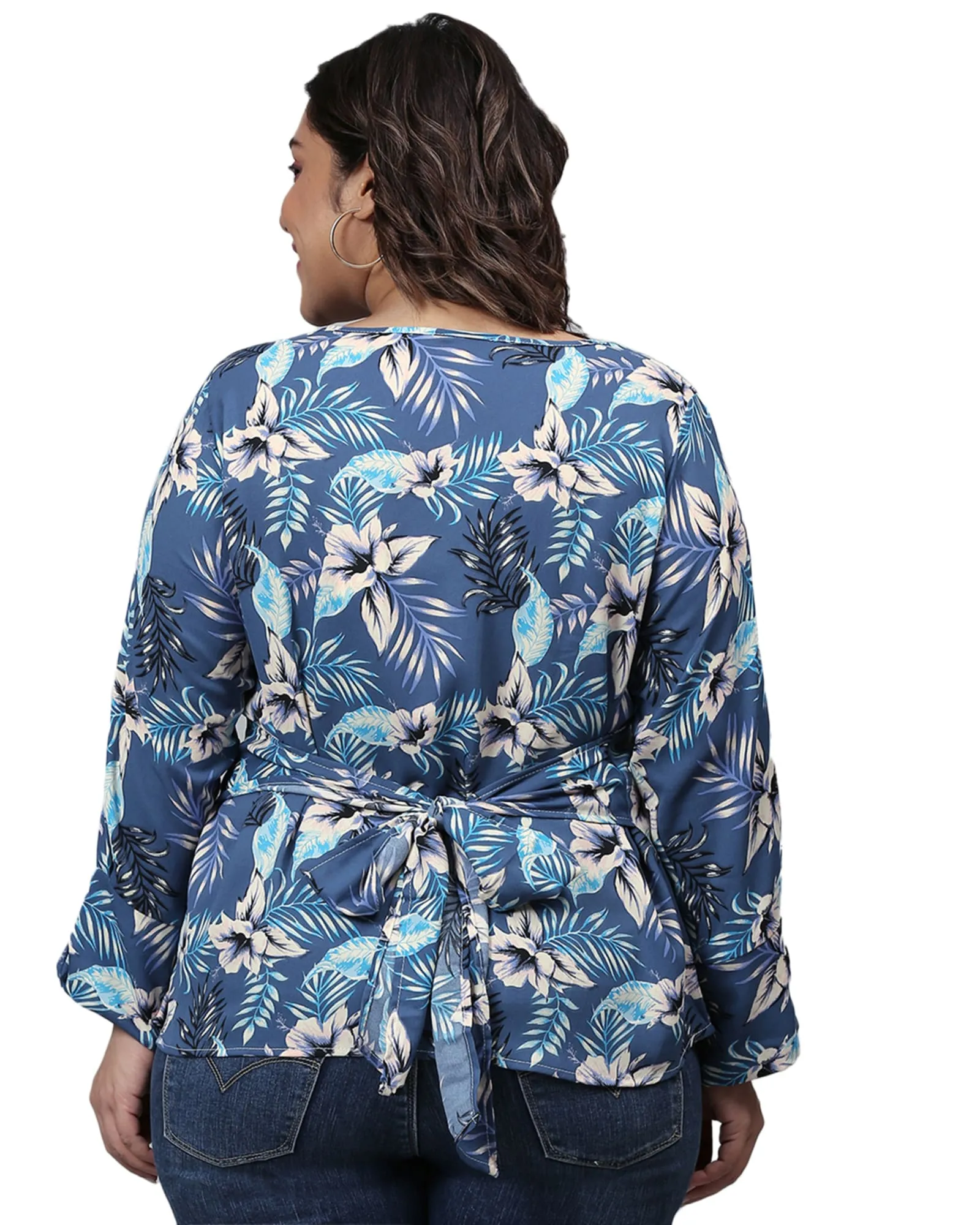 Puff Sleeve Floral Top | Blue