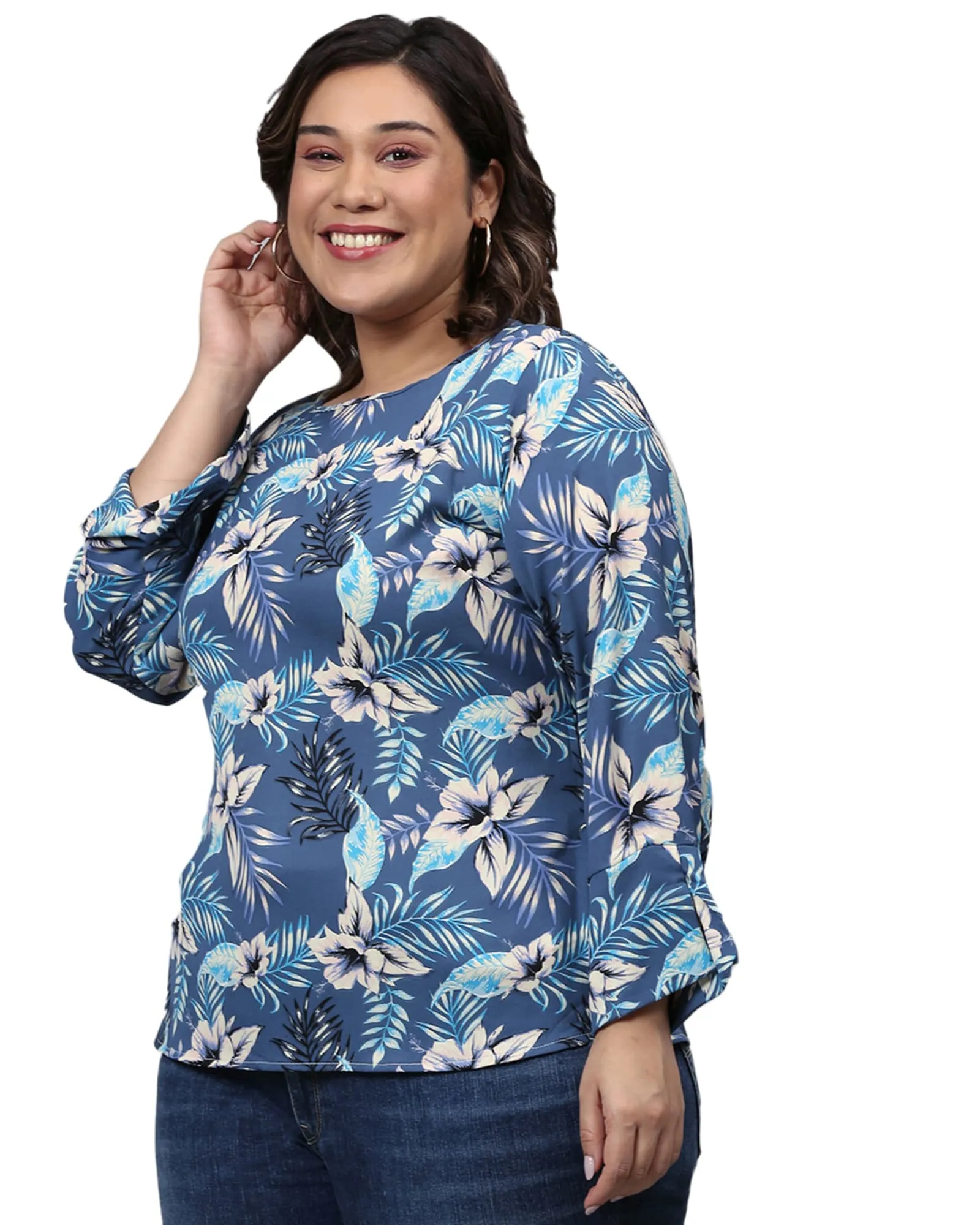 Puff Sleeve Floral Top | Blue