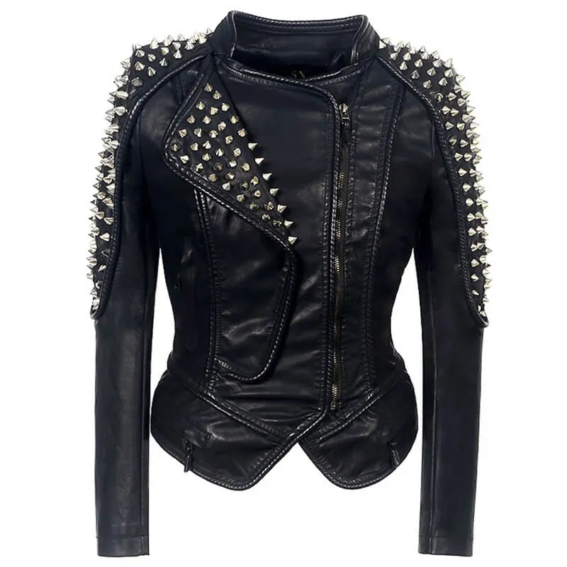 Punk Studded Leather Biker Jacket