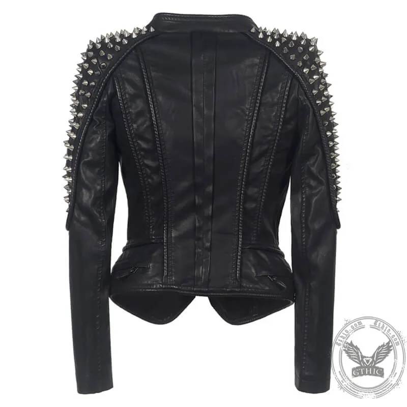 Punk Studded Leather Biker Jacket