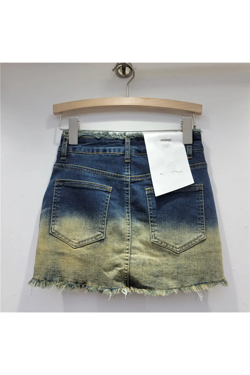 QL672 Vintage Denim Mini Skirt