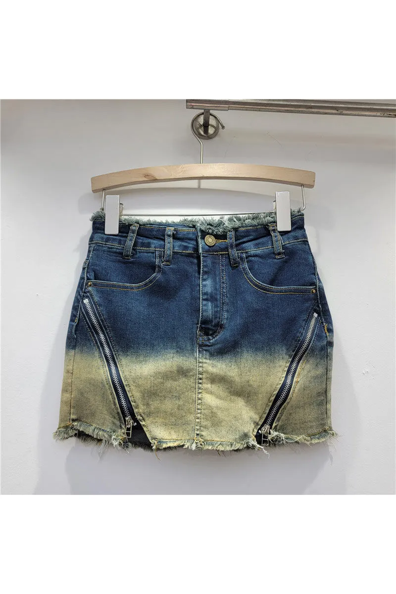 QL672 Vintage Denim Mini Skirt