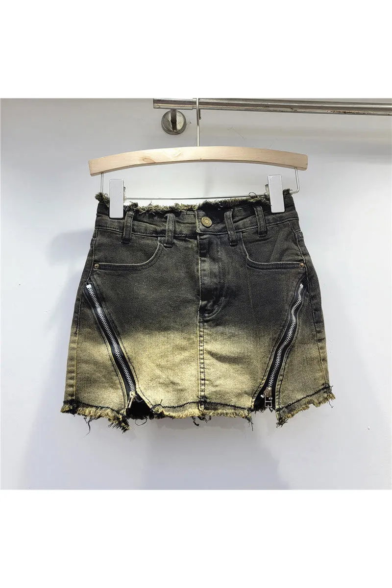 QL672 Vintage Denim Mini Skirt