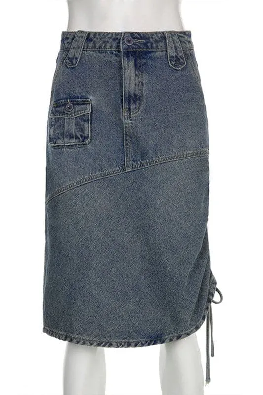 QZ400 Drawstring Denim Skirt