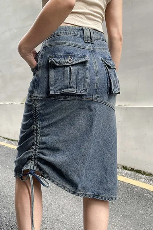 QZ400 Drawstring Denim Skirt