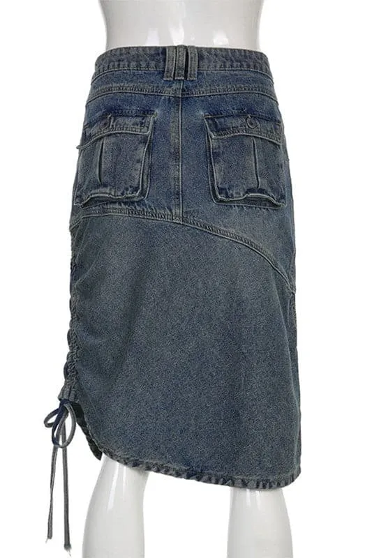 QZ400 Drawstring Denim Skirt