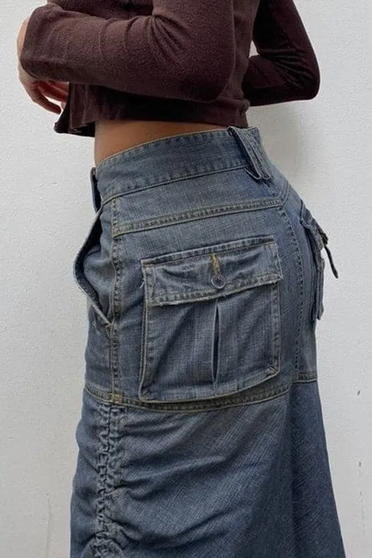 QZ400 Drawstring Denim Skirt