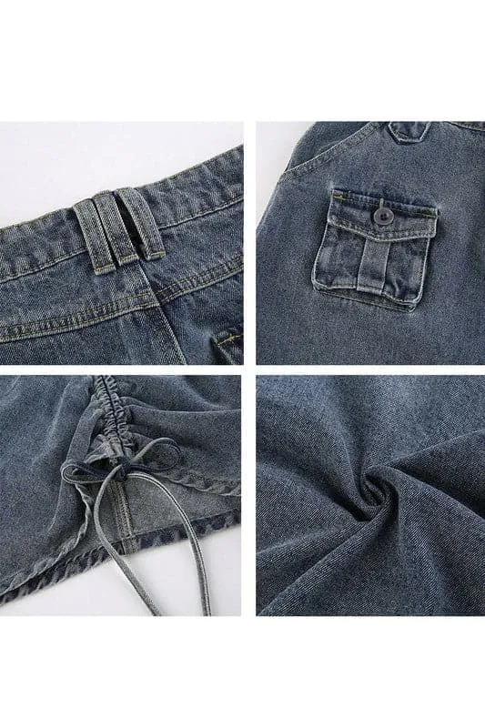 QZ400 Drawstring Denim Skirt