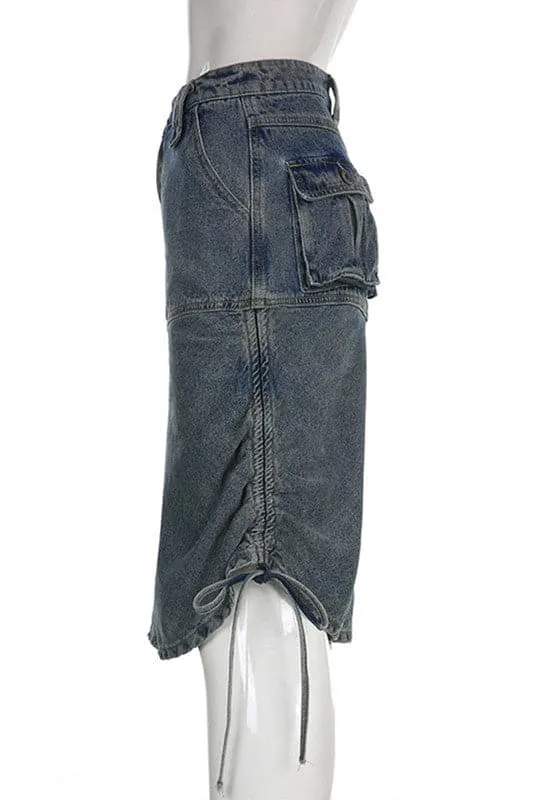 QZ400 Drawstring Denim Skirt