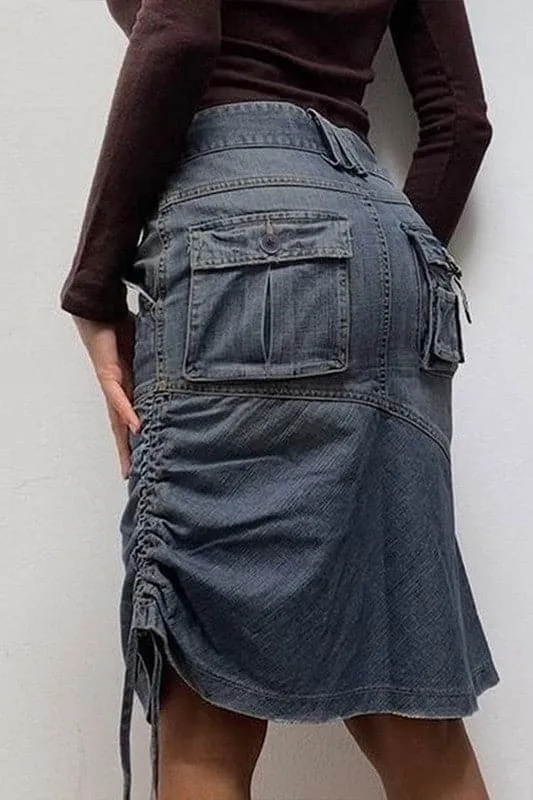 QZ400 Drawstring Denim Skirt