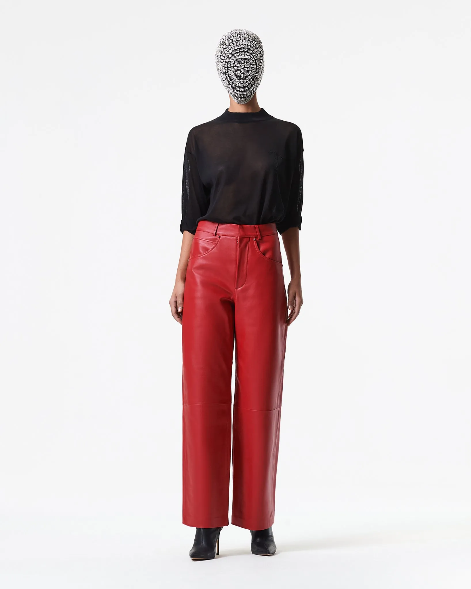 RED LAMB NAPPA PANTS