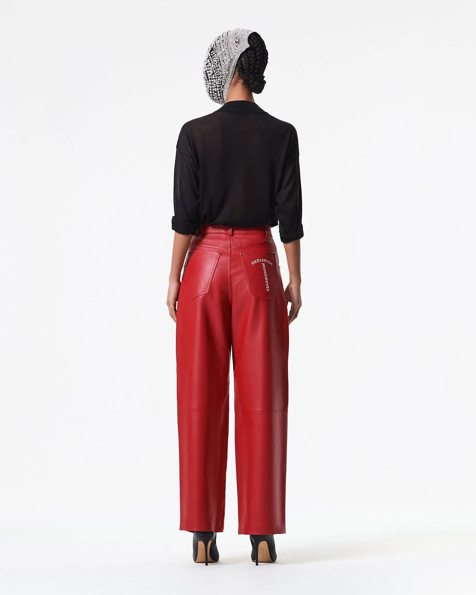 RED LAMB NAPPA PANTS