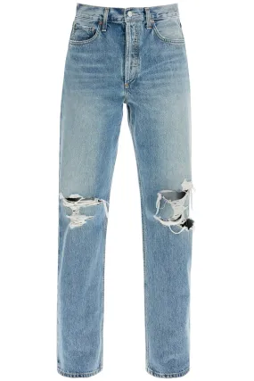 Straight Fit Distressed Denim Jeans