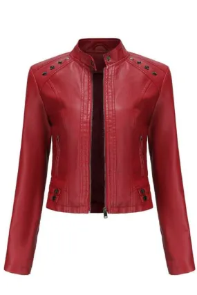 Studded Faux Leather Women Jacket