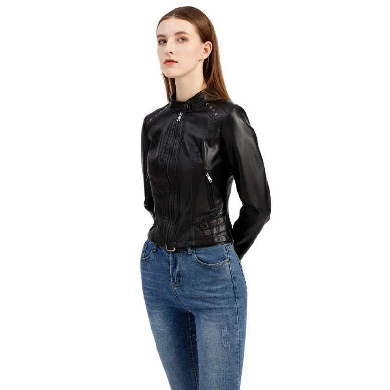 Studded Faux Leather Women Jacket