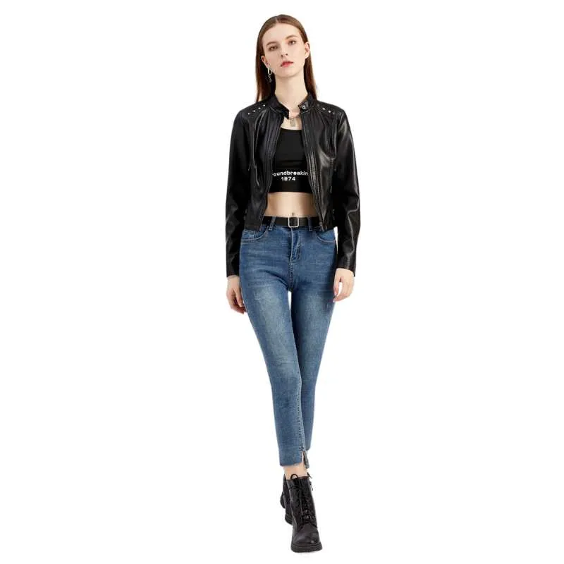 Studded Faux Leather Women Jacket