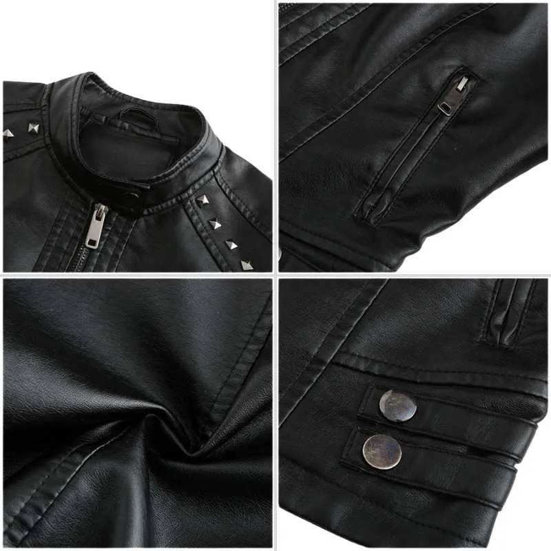 Studded Faux Leather Women Jacket