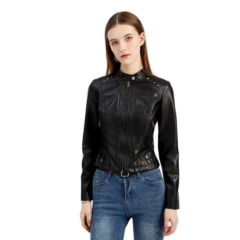 Studded Faux Leather Women Jacket