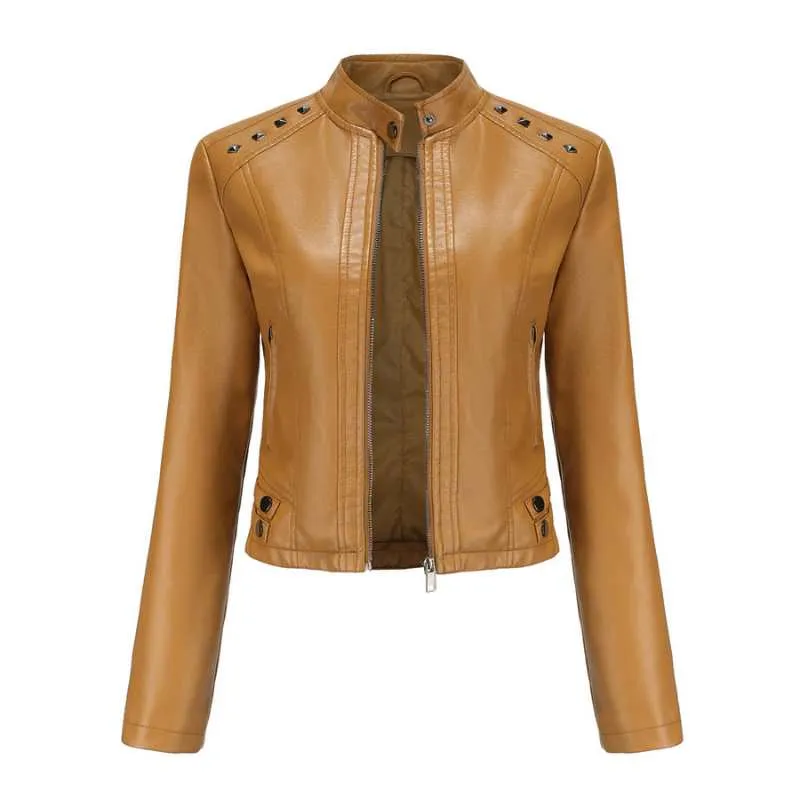 Studded Faux Leather Women Jacket